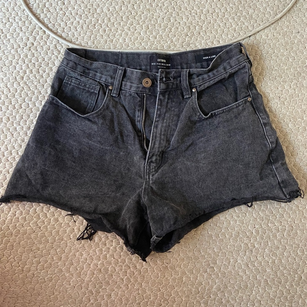 Black denim Shorts High Rose A line